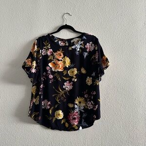 Navy floral top